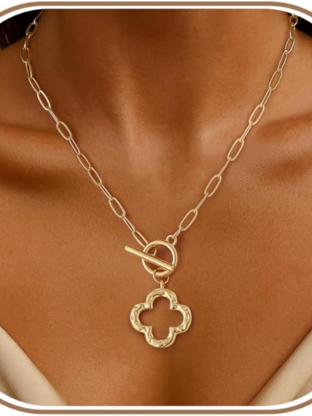 Chunky Gold Charm Necklace for Women Trendy Non Tarnish Paperclip Necklace
